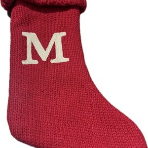 Red Knit Christmas Stocking with Initial (M, A & A)